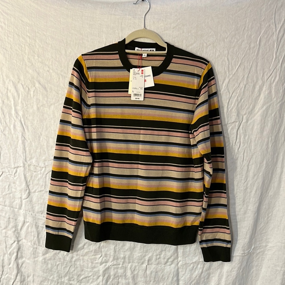 Uniqlo Ines de la Fressange extra fine merino striped crew neck sweater,…